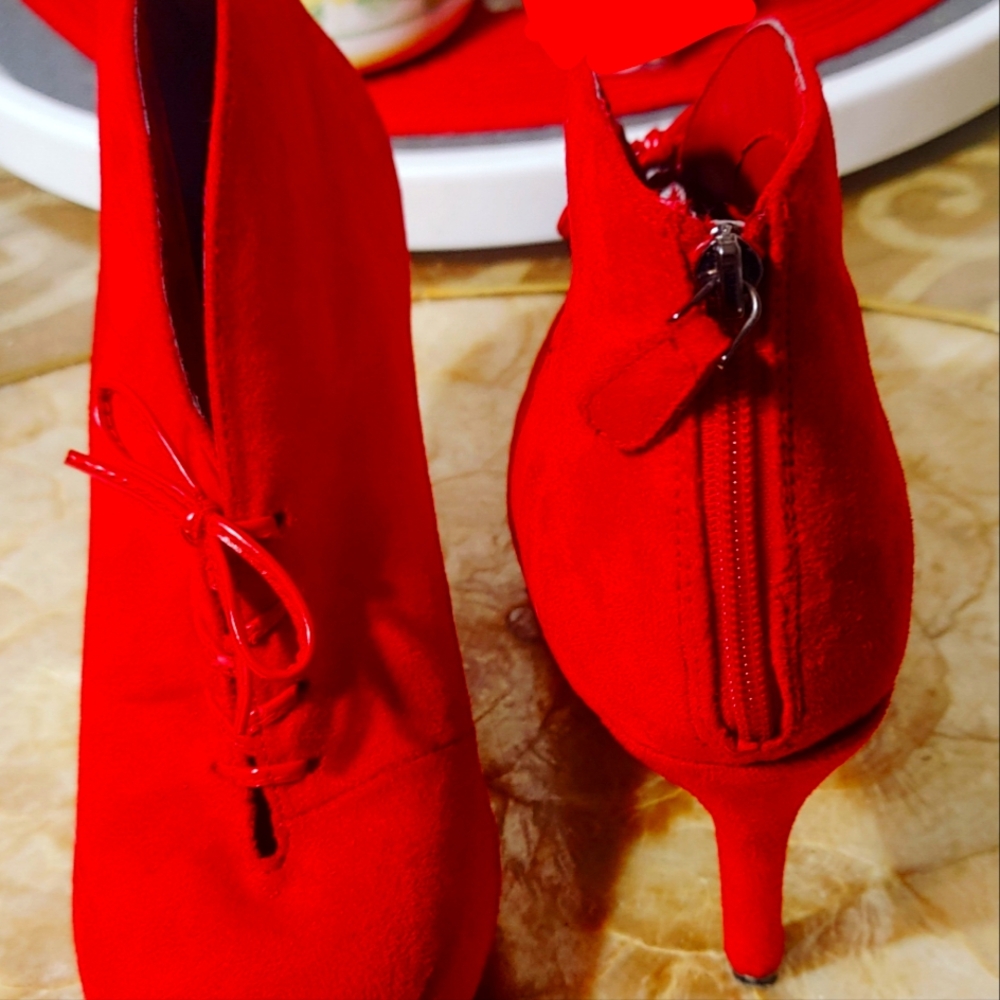 Red Suede Booties